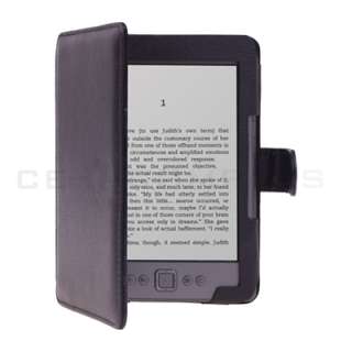 Black PU Leather Folio Cover Case Pouch for  Kindle 4 4th  