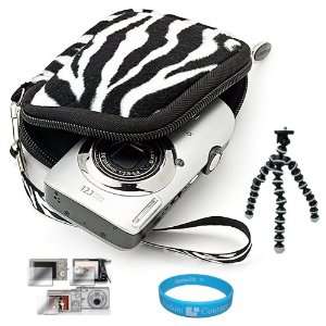 Glove Camera Carrying Case with Black White Zebra Fur Exterior for All 