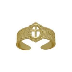  10 Karat Yellow Gold Religious Cross Toe Ring Jewelry
