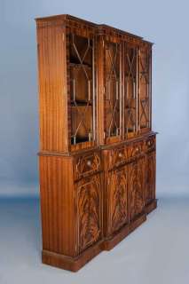 Antique Mahogany Breakfront Bookcase Secretaire Drawer  