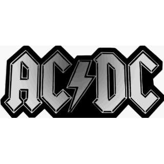  AC/DC   Shiny Silver Chrome & Black Logo   Sticker / Decal 