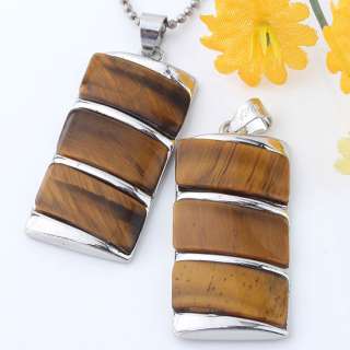 Tigers Eye Gemstone Rectangle Pendant For Necklace 1PC  