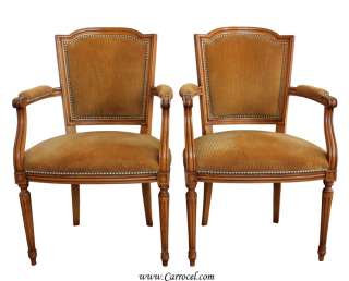 Pair of Regency Parlor Walnut Accent Arm Chairs  
