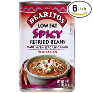 Little Bear Spicy Low Fat Refried Beans, 16 Ounce (Pack of6)  