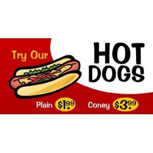  3x6 Vinyl Banner   Hot Dogs Red with Clip Art Everything 