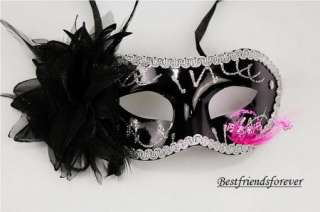 Black Flower Venetian Costume Masquerade Party Mask /w  