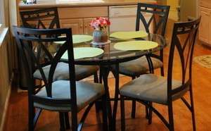   ROUND 4 FOUR PERSON CHAIRS DINING ROOM SET METAL FRAME KITCHEN  