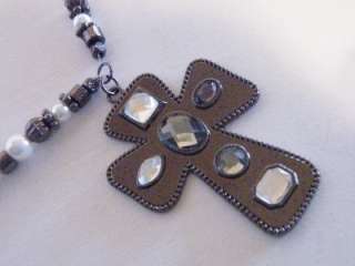 Erica Lyons Large Cross Pearl Necklace 32  