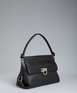 Salvatore Ferragamo black leather gancio buckle Olivia shoulder bag