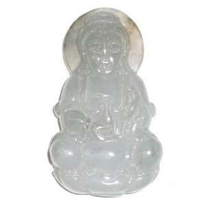 Jade Pendant 04 Kwan Yin Green Goddess Ohm Vase Crystal Stone 1.5
