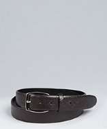 Brioni black logo stamped leather belt style# 317112201