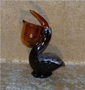 Murano Style GLASS PELICAN Figurine ~ Open Beak is a BOWL  
