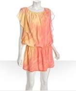 style #311678601 yellow silk tie dye print Ella flutter mini dress