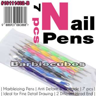pcs Nail Tips 2 Way Marbleizing Pen Tool for Design Paint Dotting 