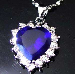 Blue HEART of ocean titanic CZ crystal Pendant Necklace  