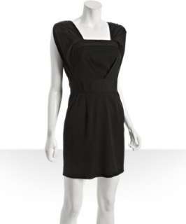 Laila Azhar black stretch cotton puff sleeve dress   