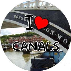  I Love Canals 2.25 inch Large Badge Style Round Keyring 