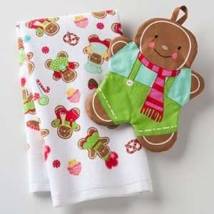   Gingerbread Man Kitchen Towel & Pot Holder Set: Kitchen & Dining