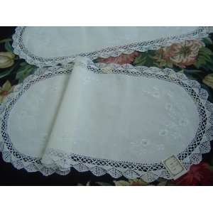  Vintage Hand Bobbin Lace/embroidery Oval White Table 