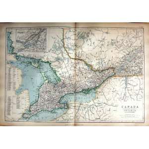   1872 Map Canada Ontario Quebec Lake Ontario Huron Erie