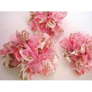  10pc Large Fancy Floral & Mesh Lace 4 Pink Brooch Flower 