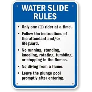  Water Slide Rules Sign Aluminum, 30 x 24 Office 