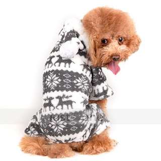 Pet Dog Doggie Puppy Clothes Snowflake Deer Warm Soft Hoody Jumpsuit 