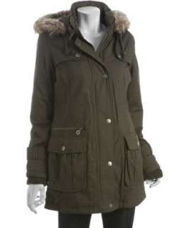 DKNY fatique cotton faux fur hooded anorak jacket  BLUEFLY up to 70% 