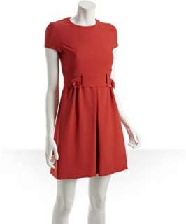 Red Valentino coral woven belted dress