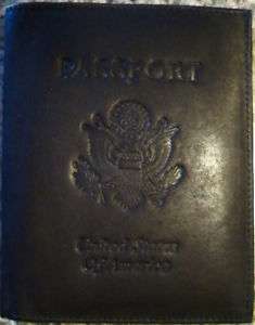 NWT Genuine Cowhide Black Passport Holder Wallet  