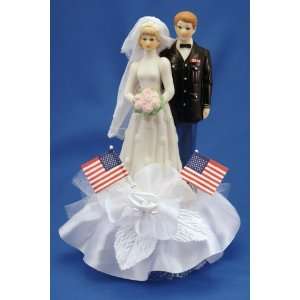 Military Wedding Cake Topper (Shown with Army Figurine):  