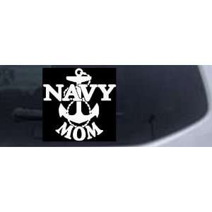 8in X 8.0in White    Navy Mom Military Car Window Wall Laptop Decal 