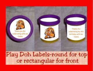 Lion or Tiger Birthday Party Favor Play Doh Labels  