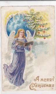 Christmas Angel Tree antique 1900s pretty old view postcard  