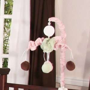   Danielle Minky Pink Chocolate Polka Dot Musical Crib Mobile Baby