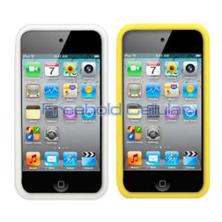 White & Yellow Tire Tread Silicone Skins Covers Cases for iPod Touch 4 