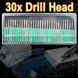 30x Electric Nail Art Drill Bits File Kits Shank 3/32