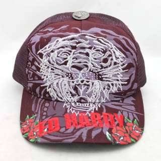 100% Auth Brand New Ed Hardy New Tiger Roses Specialty Unisex Trucker 