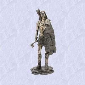  Brave warrior statue w bear hide Indian style sculpture 