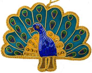 Indian Peacock Hand Made Ornament Crossroads Trade Fair Christmas 