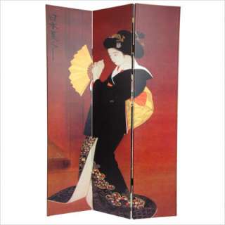   Furniture 6Feet Tall Double Sided Japanese Ladies Canvas Room Divider