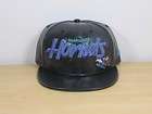 New Era Snapback Hat Cap Charlotte Hornets PU Leather Black Purple 