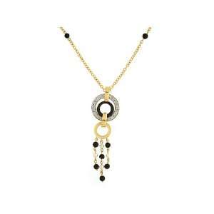  9ct Yellow Gold Onyx, Pearl & Diamond Necklace Jewelry