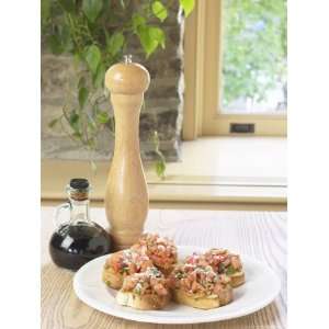  Pepper Grinder and Bottle of Vinegar with Plate of Fresh 