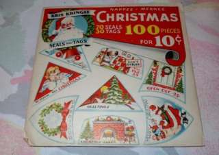 Vintage 40s Christmas Seas & Tags in original package Kris Kringle 100 