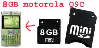8GB MINI SD MEMORY CARD FOR MOTO MOTOROLA Q9C + Reader  