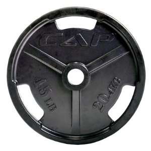 CAP Barbell Black 45 lb Olympic Rubber Grip Plate  Sports 