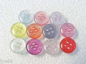 110 Glitter Round Buttons 7/16 inch 11 Colors Sewing Craft B131  
