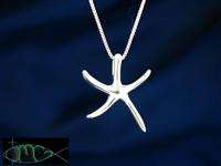 Solid Sterling Silver Dancing Starfish Pendant Necklace  