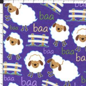 Midnight Sleepy Sheep 100% Cotton FLANNEL Fabric BTY  